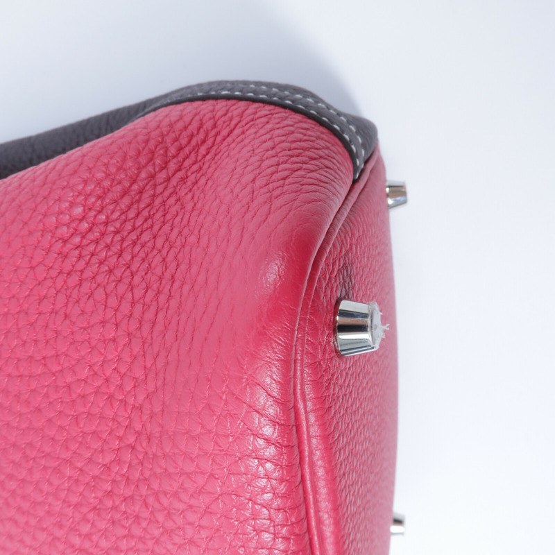 HERMES Clemence皮革Picotin PM手挽袋Rouge Sellier/Frambo-11