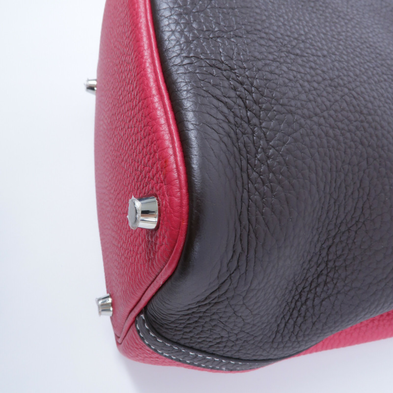 HERMES Clemence皮革Picotin PM手挽袋Rouge Sellier/Frambo-13