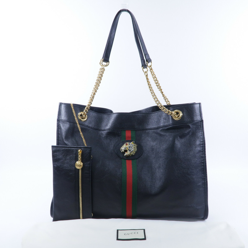 GUCCI 牛皮皮革Rajah Tote鏈帶手挽袋-11