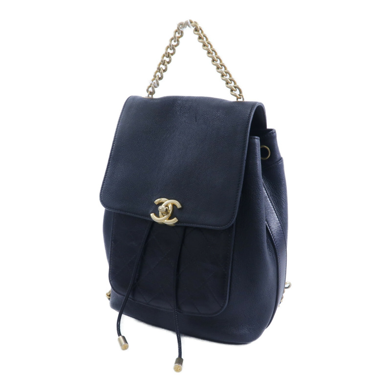 CHANEL 牛皮皮革Backpack鏈帶背包-2