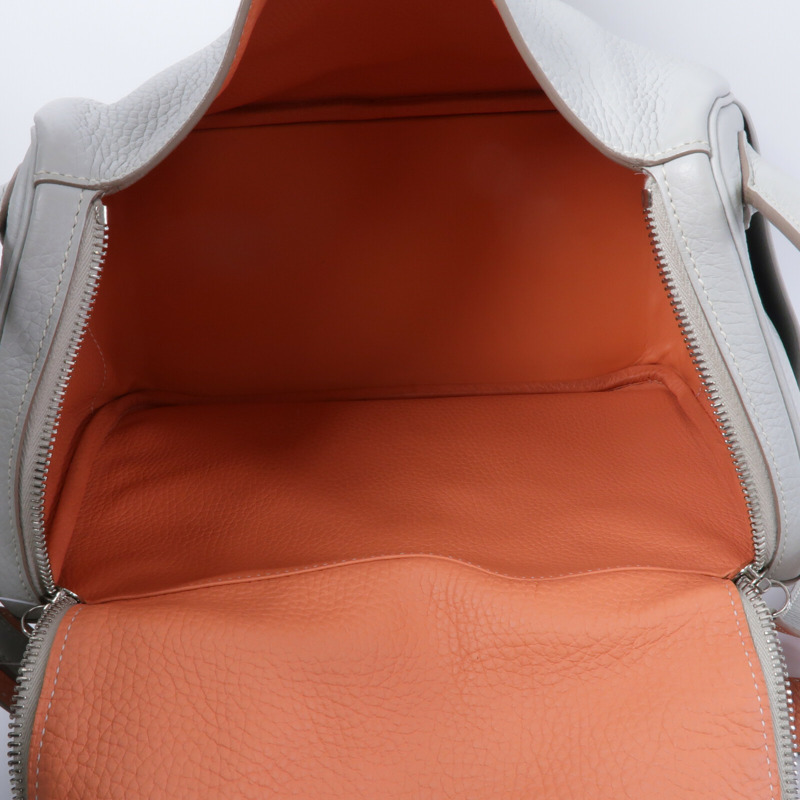 HERMES Clemence皮革Lindy 30手挽肩背兩用袋Craie/Crevette-4