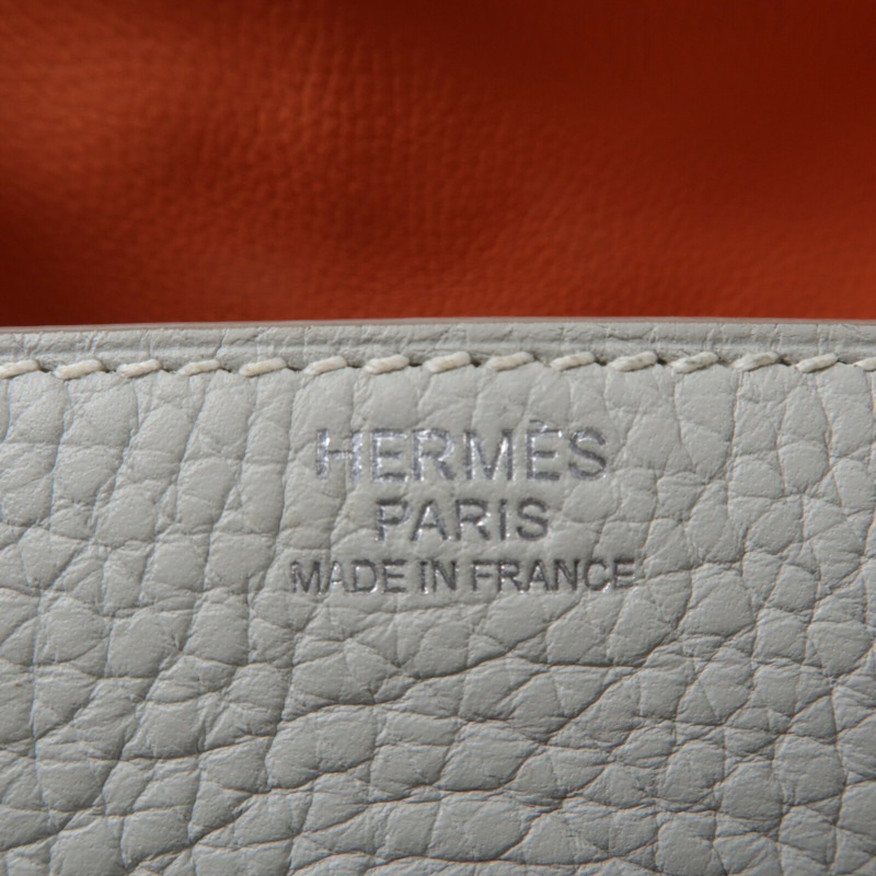 HERMES Clemence皮革Lindy 30手挽肩背兩用袋Craie/Crevette-5