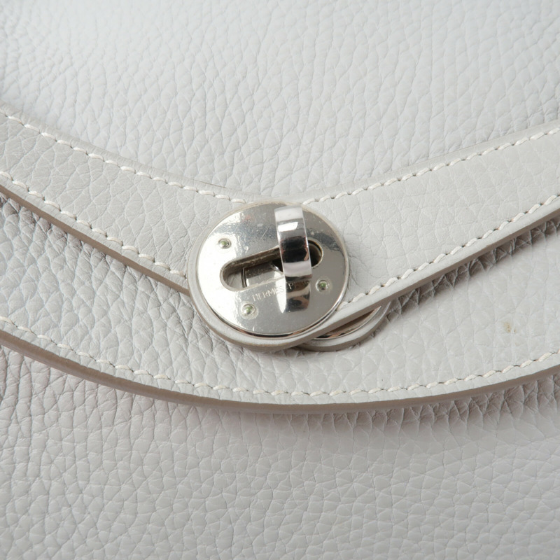 HERMES Clemence皮革Lindy 30手挽肩背兩用袋Craie/Crevette-7