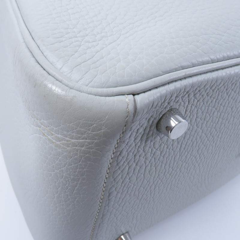 HERMES Clemence皮革Lindy 30手挽肩背兩用袋Craie/Crevette-9