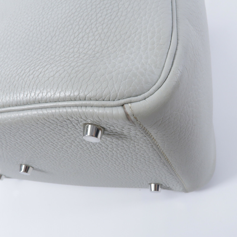 HERMES Clemence皮革Lindy 30手挽肩背兩用袋Craie/Crevette-12