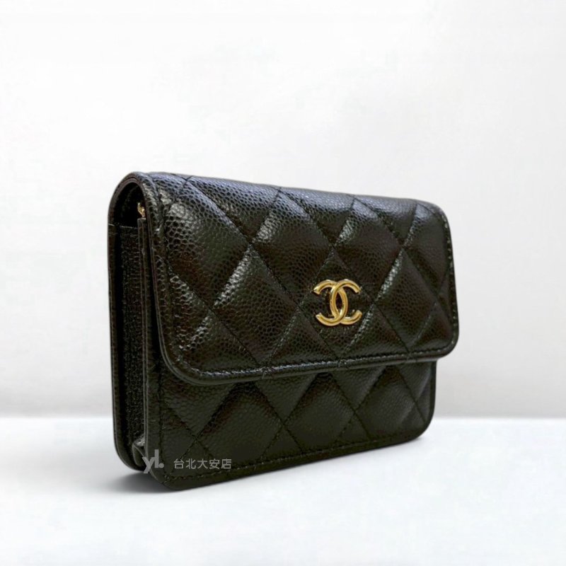 A13229-CHANEL 黑色荔枝牛皮COCO字母皮穿鏈包AP2306-2