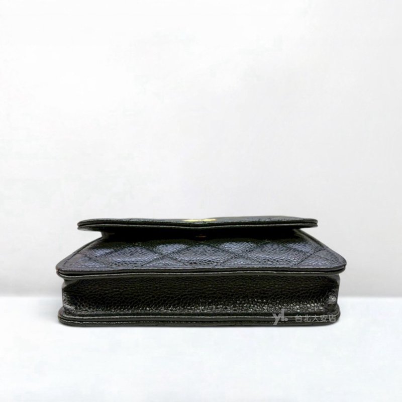 A13229-CHANEL 黑色荔枝牛皮COCO字母皮穿鏈包AP2306-4