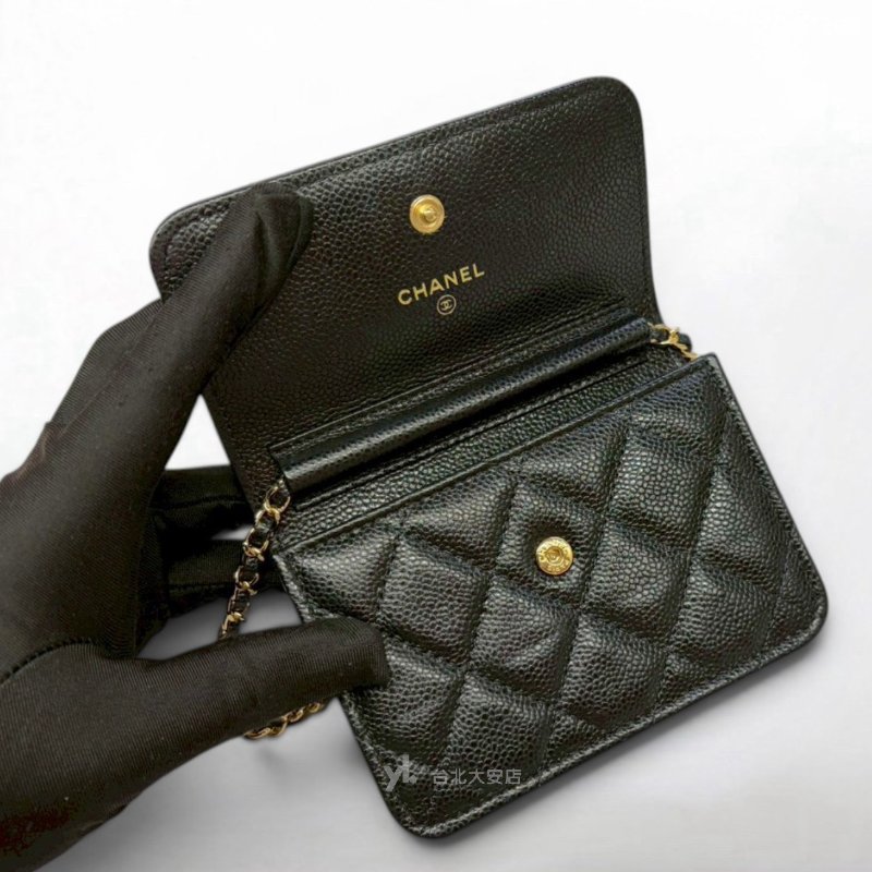A13229-CHANEL 黑色荔枝牛皮COCO字母皮穿鏈包AP2306-5