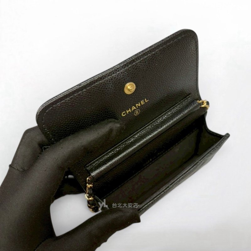 A13229-CHANEL 黑色荔枝牛皮COCO字母皮穿鏈包AP2306-6