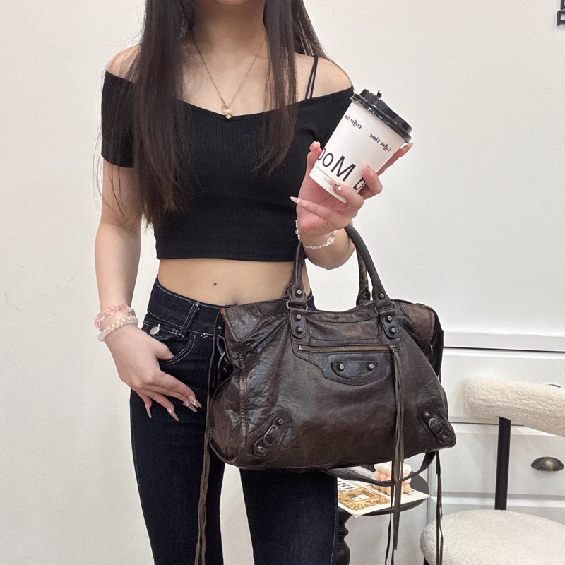 【赫蒂國際精品】Balenciaga Le City 黑色機車包 深棕色 手提包 肩背包 vintage 二手 中古-2