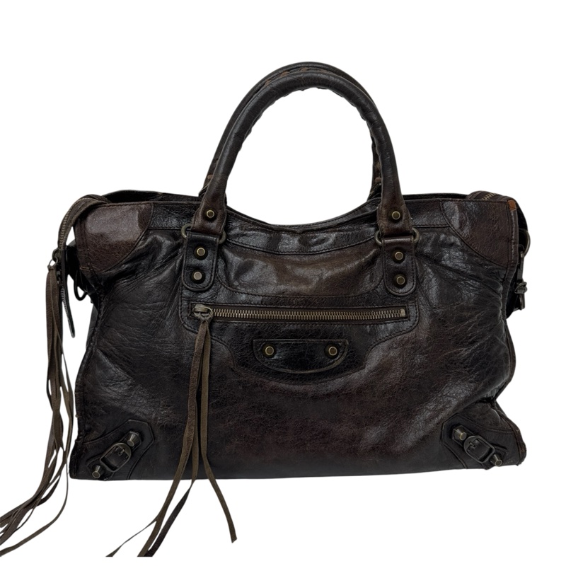 【赫蒂國際精品】Balenciaga Le City 黑色機車包 深棕色 手提包 肩背包 vintage 二手 中古-4