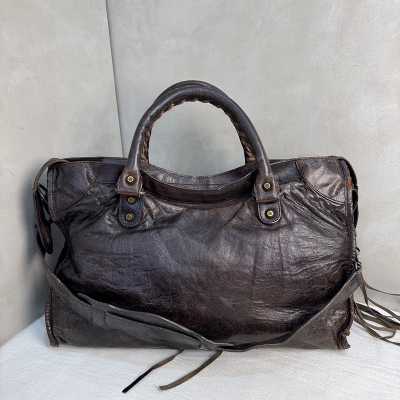 【赫蒂國際精品】Balenciaga Le City 黑色機車包 深棕色 手提包 肩背包 vintage 二手 中古-5