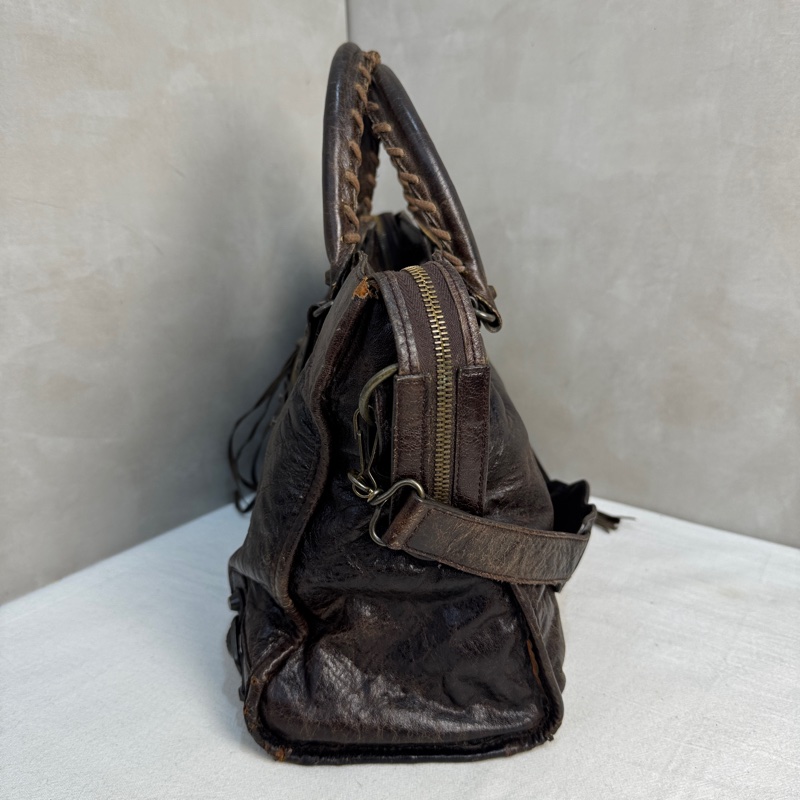 【赫蒂國際精品】Balenciaga Le City 黑色機車包 深棕色 手提包 肩背包 vintage 二手 中古-6