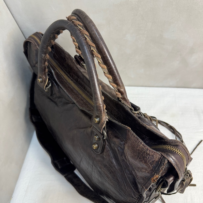 【赫蒂國際精品】Balenciaga Le City 黑色機車包 深棕色 手提包 肩背包 vintage 二手 中古-8