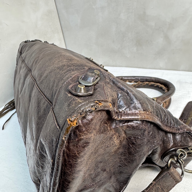 【赫蒂國際精品】Balenciaga Le City 黑色機車包 深棕色 手提包 肩背包 vintage 二手 中古-11