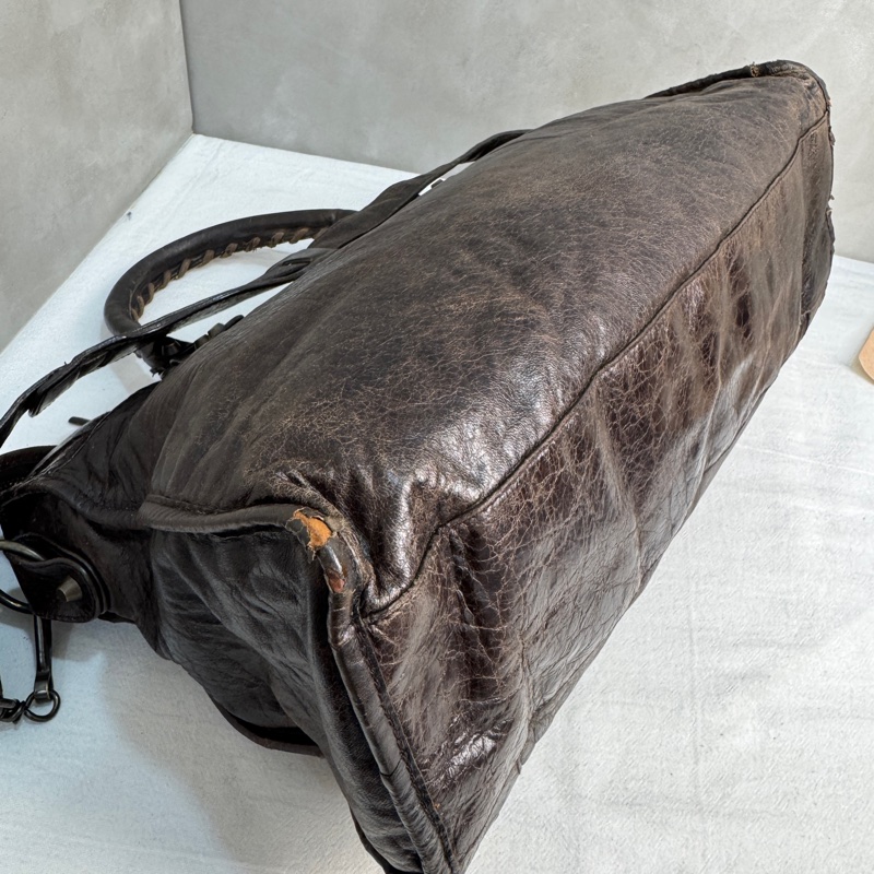 【赫蒂國際精品】Balenciaga Le City 黑色機車包 深棕色 手提包 肩背包 vintage 二手 中古-12