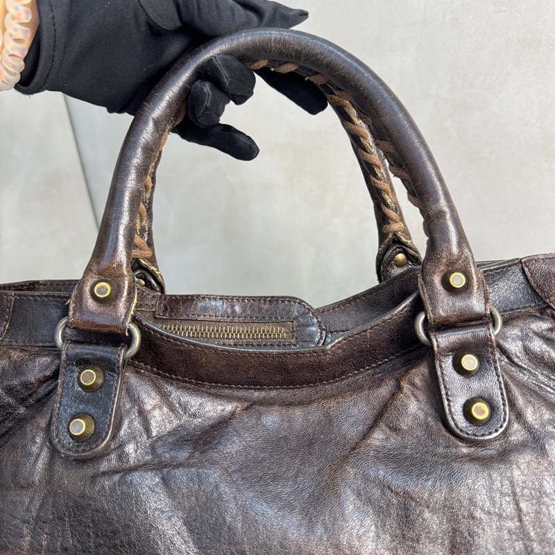 【赫蒂國際精品】Balenciaga Le City 黑色機車包 深棕色 手提包 肩背包 vintage 二手 中古-19