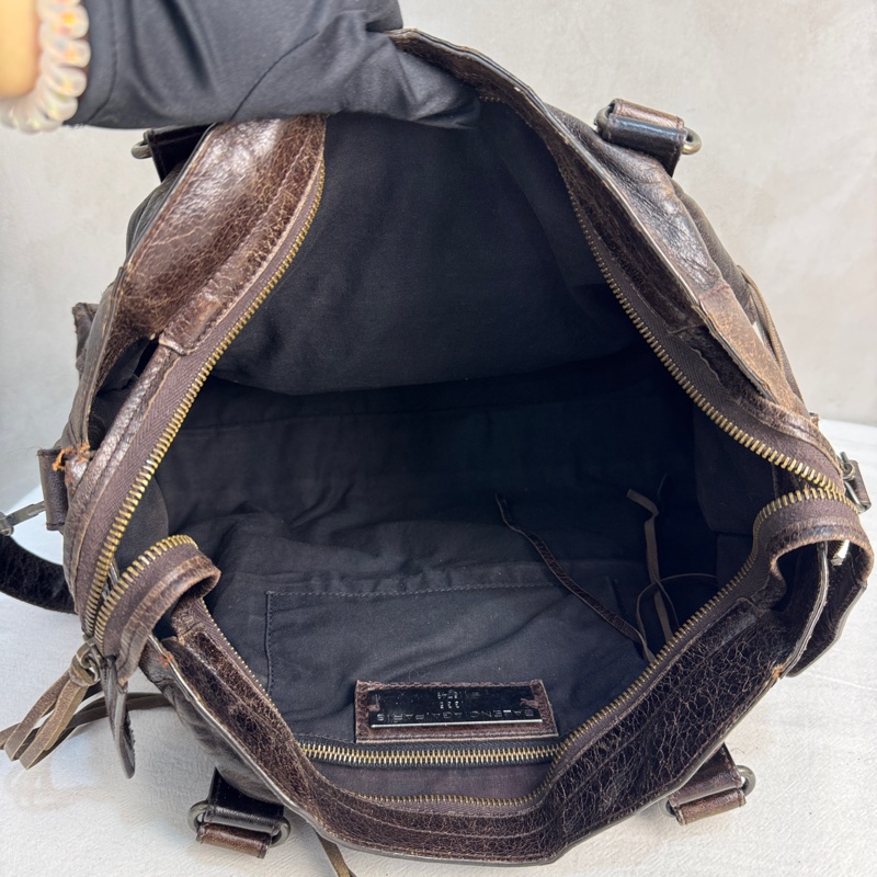 【赫蒂國際精品】Balenciaga Le City 黑色機車包 深棕色 手提包 肩背包 vintage 二手 中古-26