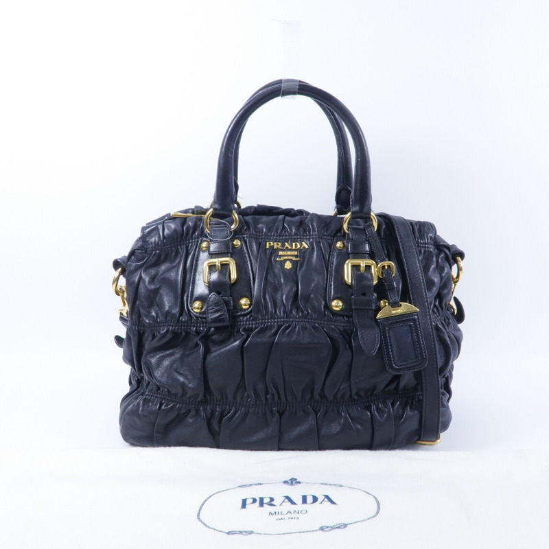 PRADA 羊皮皮革Gaufre 2 Way Shoulder手挽肩背兩用袋-11