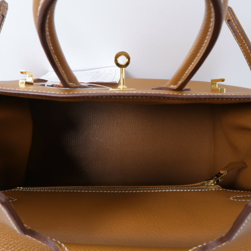 HERMES Epsom皮革Birkin 25手挽袋Gold-4