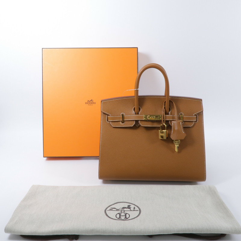 HERMES Epsom皮革Birkin 25手挽袋Gold-9