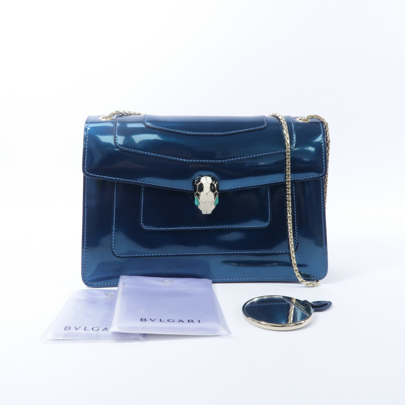 BVLGARI 漆皮皮革Serpenti Forever Medium鏈帶肩背袋-10