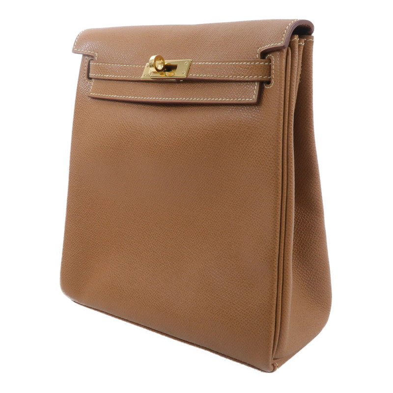HERMES Epsom皮革Vintage Kelly Ado背包Gold-2