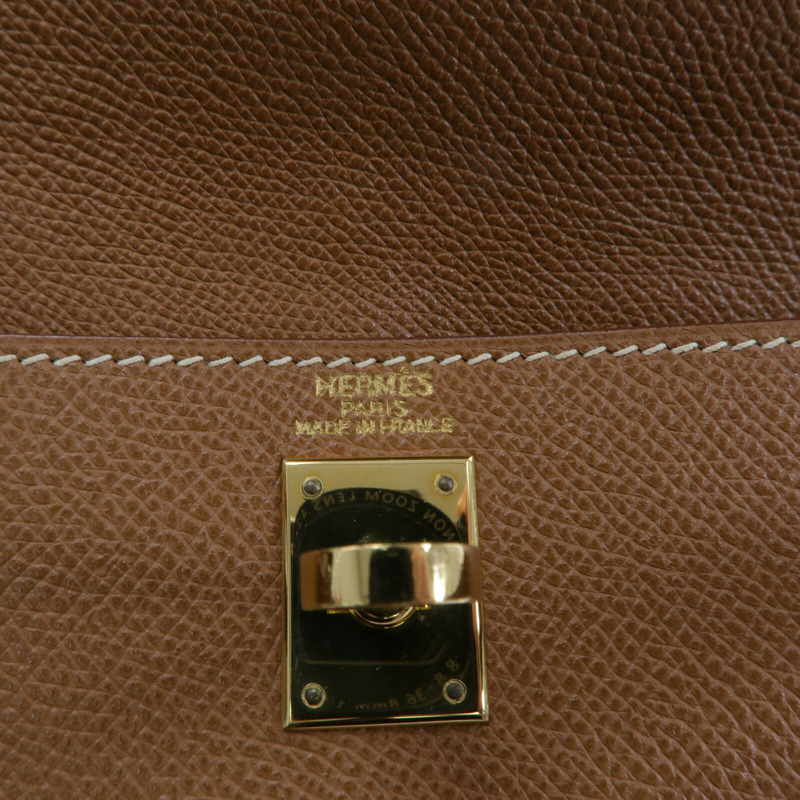 HERMES Epsom皮革Vintage Kelly Ado背包Gold-6