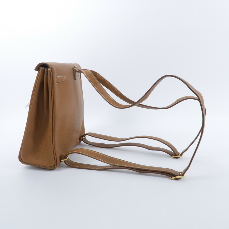 HERMES Epsom皮革Vintage Kelly Ado背包Gold-8