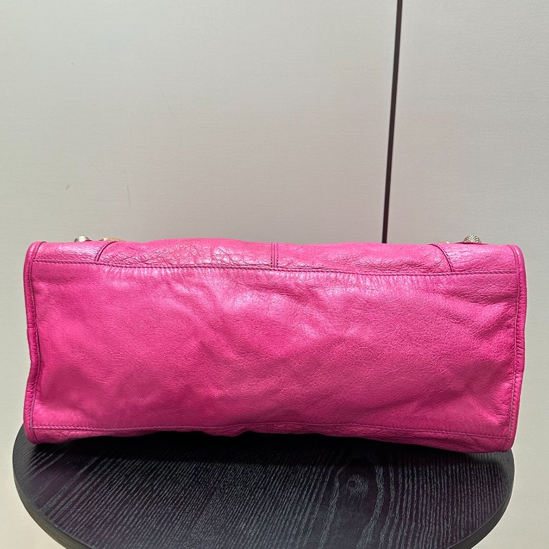 BALENCIAGA 玫粉色大號 手提肩背機車包 42*23*17 98新配件 鏡子 塵袋-3