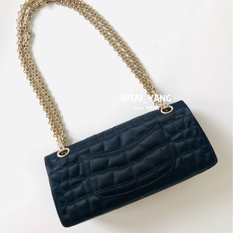 Chanel • 稀有2.55 黑金絲綢鱷魚壓紋法棍鏈條包-3