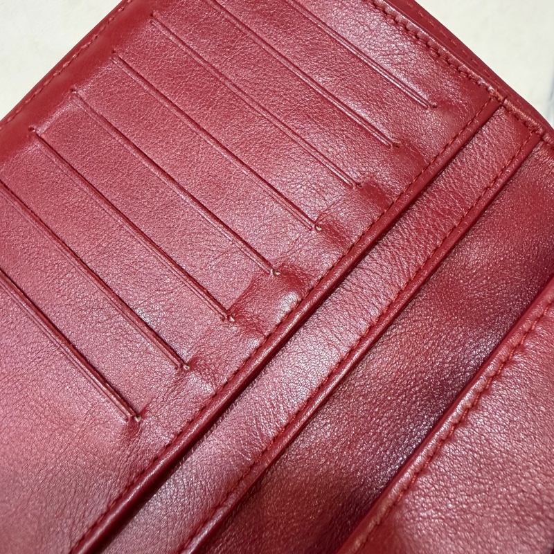 CHANEL A31509 COCO 紅皮菱格 銀釦 拉鍊 零錢 對折長夾 皮夾 發財夾-24