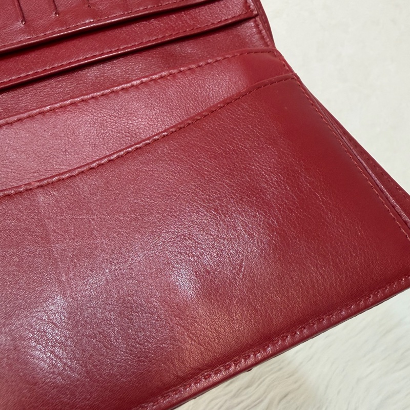 CHANEL A31509 COCO 紅皮菱格 銀釦 拉鍊 零錢 對折長夾 皮夾 發財夾-30