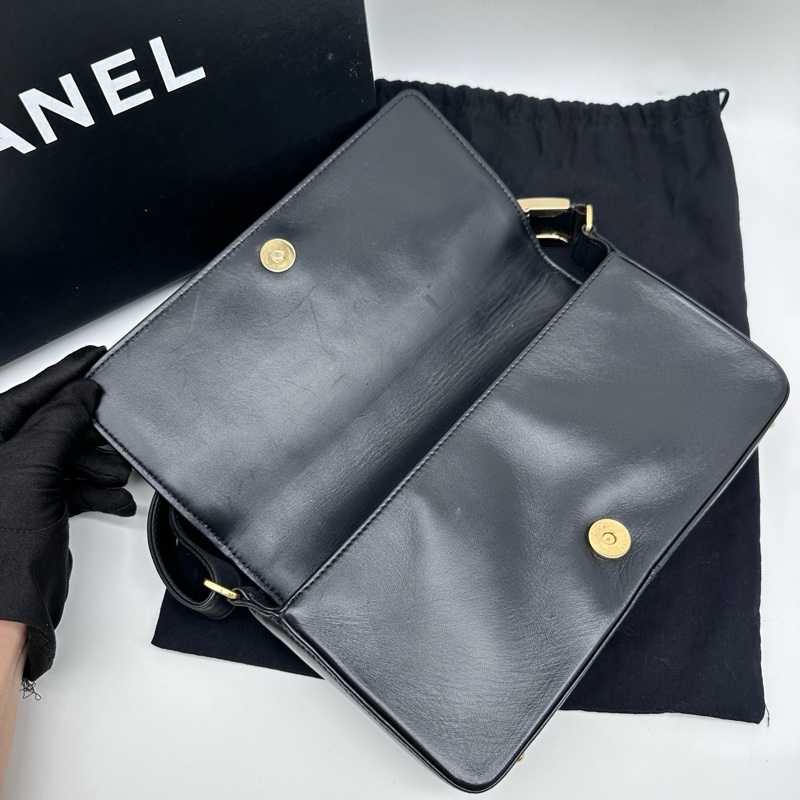 Chanel • 黑金羊皮冰格法棍包 全配🈶盒 Jennie同款🔥-9