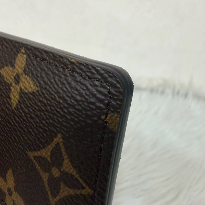 LV M61733 咖皮 原花 老花 ㄧ字 名片夾 卡夾-9
