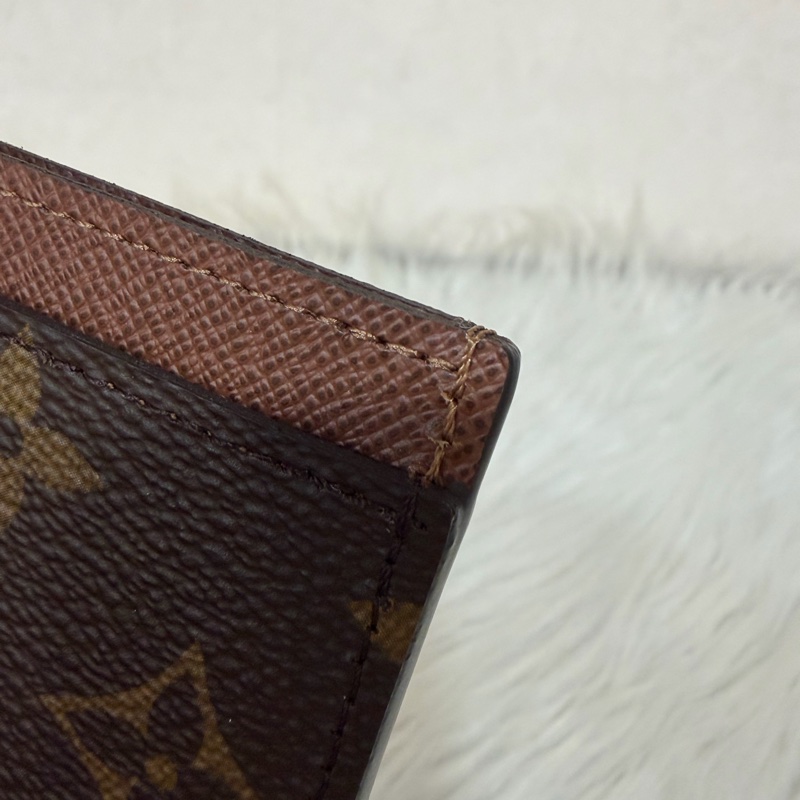 LV M61733 咖皮 原花 老花 ㄧ字 名片夾 卡夾-12