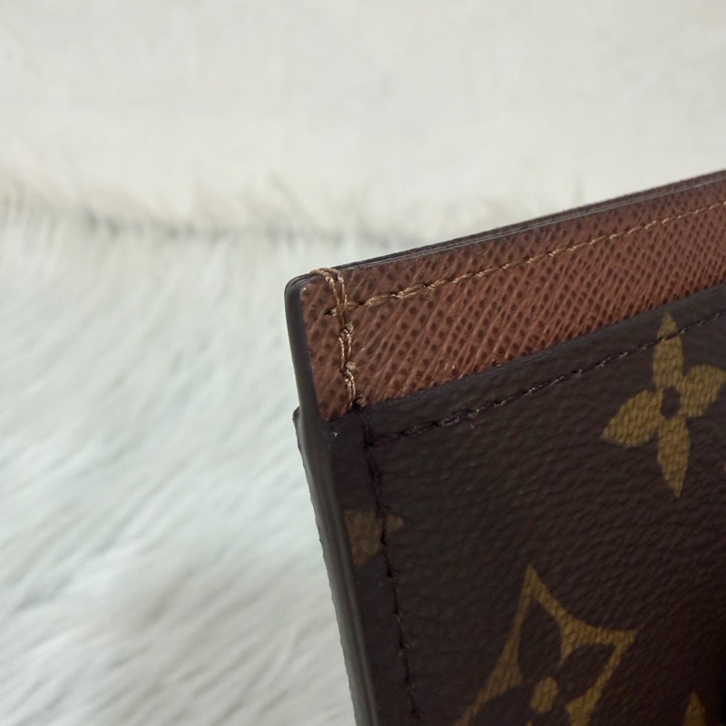 LV M61733 咖皮 原花 老花 ㄧ字 名片夾 卡夾-13