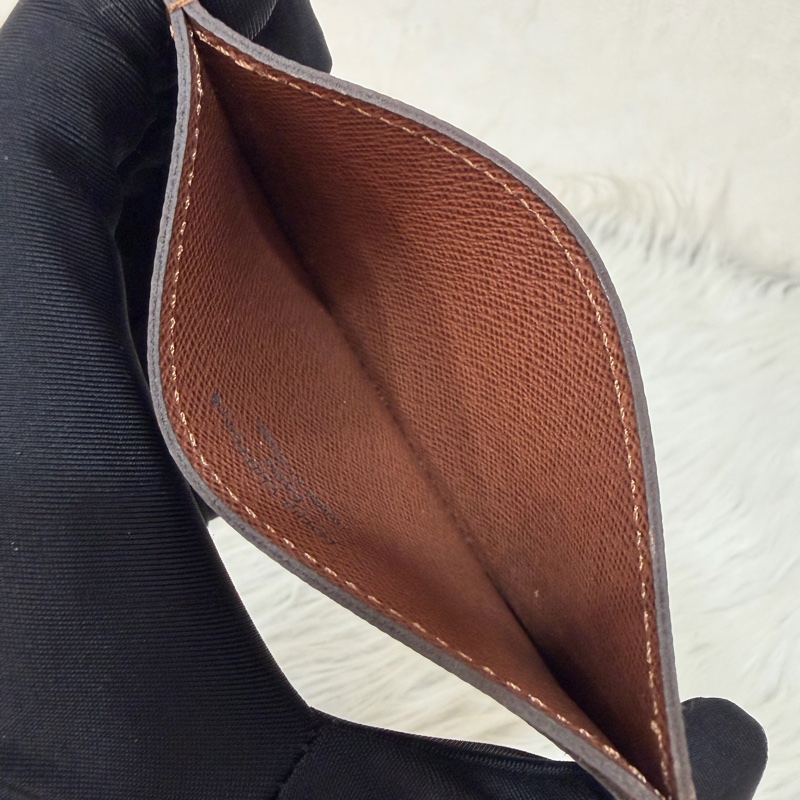LV M61733 咖皮 原花 老花 ㄧ字 名片夾 卡夾-14