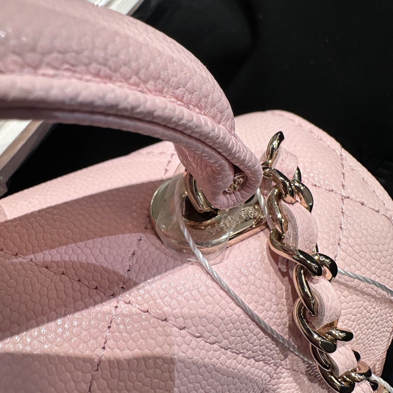 98新閑置品香奈兒 Chanel 牛奶盒子粉色荔枝皮手柄mini 25s芯片-7