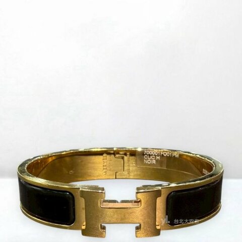 A13166-Hermes Clic H 黑窄版琺瑯鍍金H手環H700001F 01GM