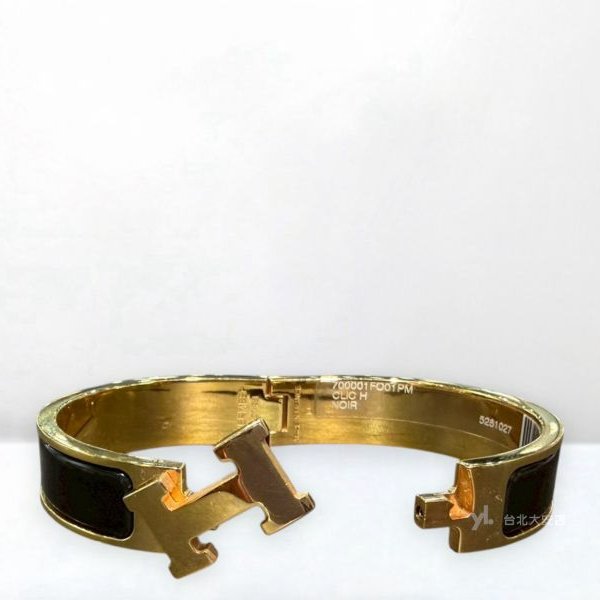 A13166-Hermes Clic H 黑窄版琺瑯鍍金H手環H700001F 01GM-5