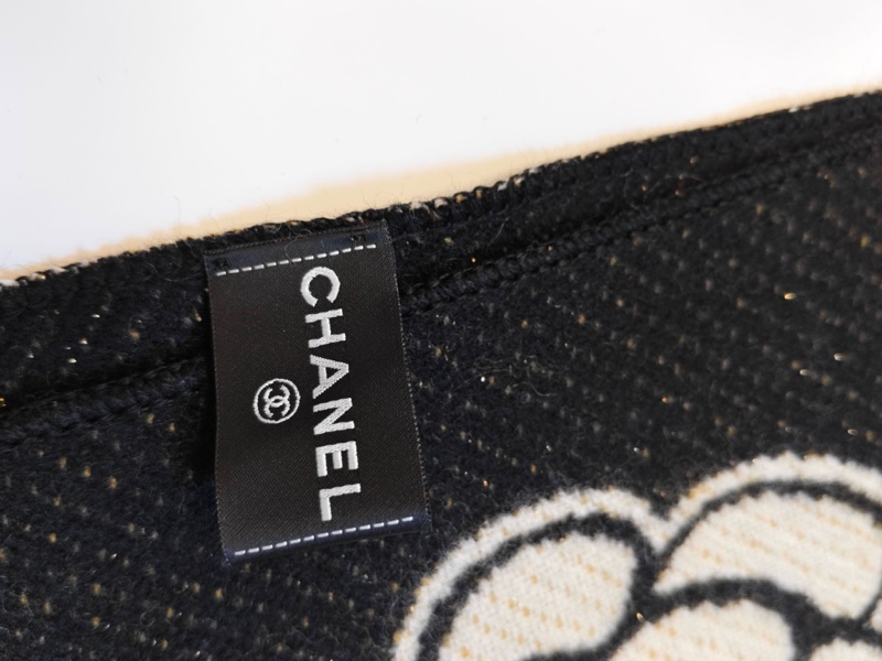 香奈兒(Chanel)經典雙C提花羊毛/羊絨混紡圍巾-11