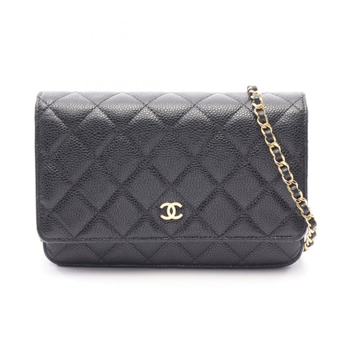 香奈兒 (CHANEL) 絎縫鏈條肩挎包 AP0250 小牛皮 黑色 金色五金