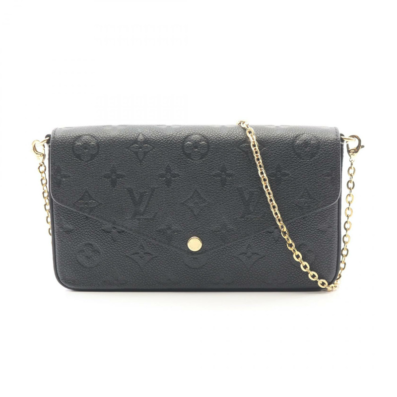 路易威登 Pochette Felicie 鏈條單肩包 M82477 Monogram empreinte Noir-0