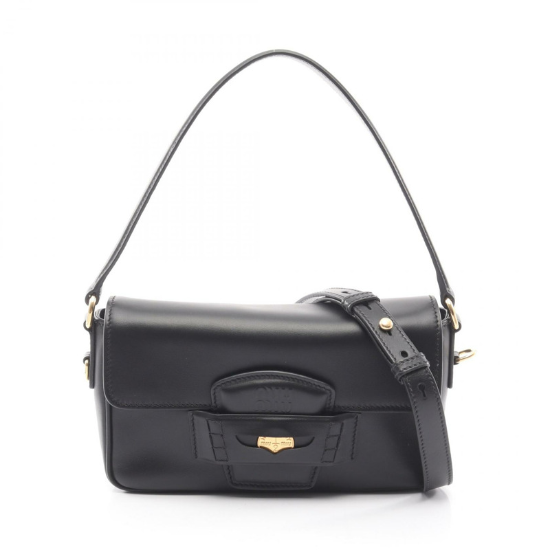 Miu Miu CRM 精製小牛皮 Penny 肩斜背包 5BD270 黑色 二手-0