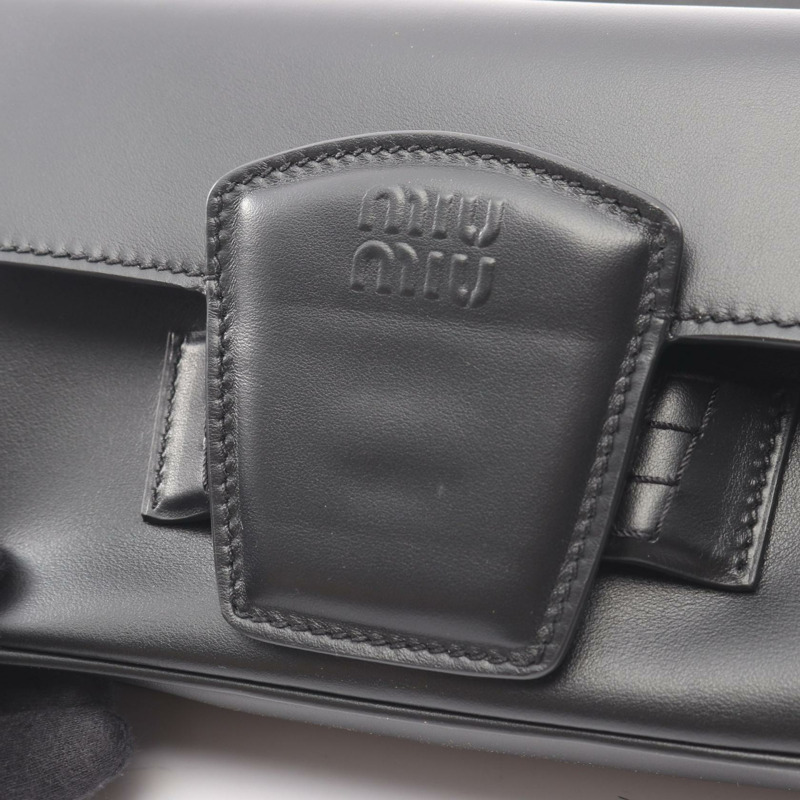 Miu Miu CRM 精製小牛皮 Penny 肩斜背包 5BD270 黑色 二手-4