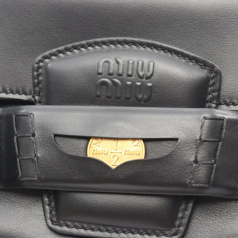 Miu Miu CRM 精製小牛皮 Penny 肩斜背包 5BD270 黑色 二手-7