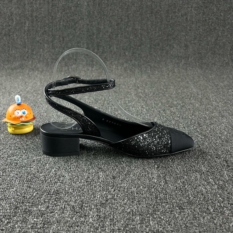 閒置未使用 Chanel香奈兒黑色亮片低跟鞋 尺碼:35.5🧡-3