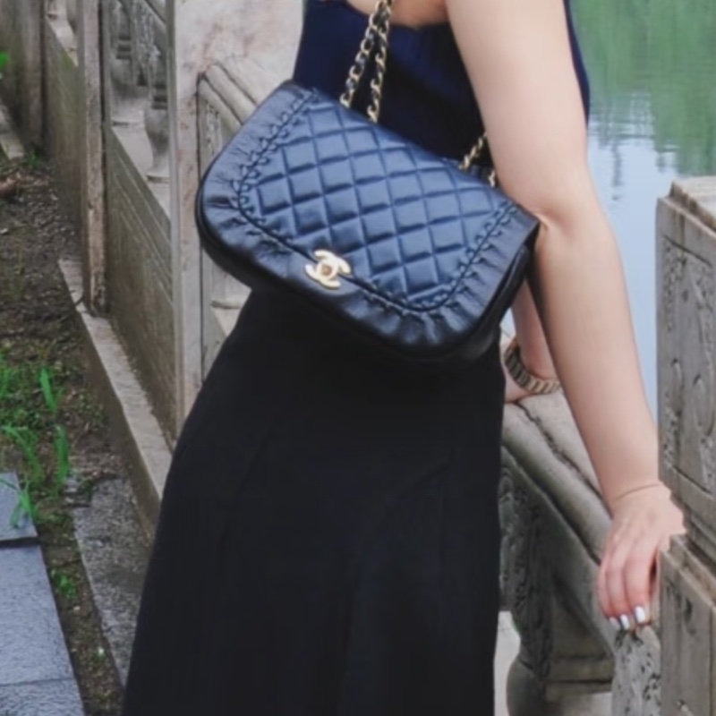 90% new Chanel Braided Saddle Flap Bag-4