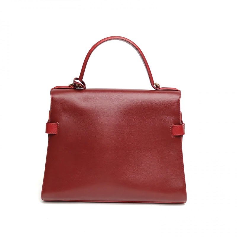 DELVAUX Tempete中號27.5紅色牛皮金扣肩背包-2